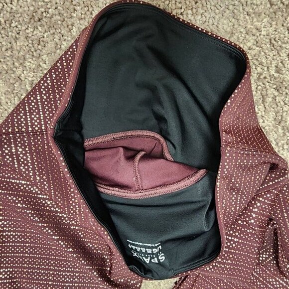 SPANX Metallic Dot Print Active 7/8 Leggings in Wine/Rose Gold Large - Picture 7 of 7
